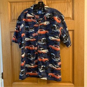 Vtg Officially Licensed GM David Carey Hawaiian Shirt 57 Chevy Bel Air Men’s L